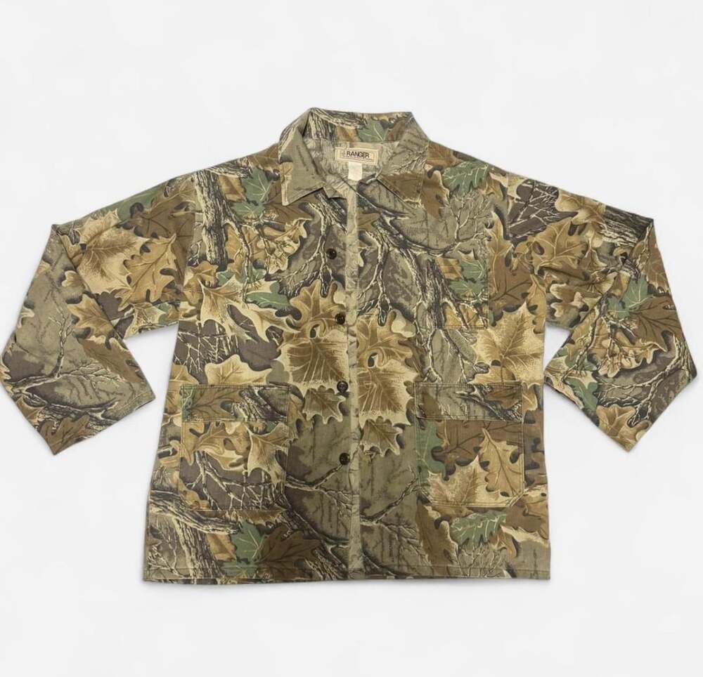 Vintage Ranger Advantage Camouflage Leaf Pattern Hunting Shirt Jacket XL